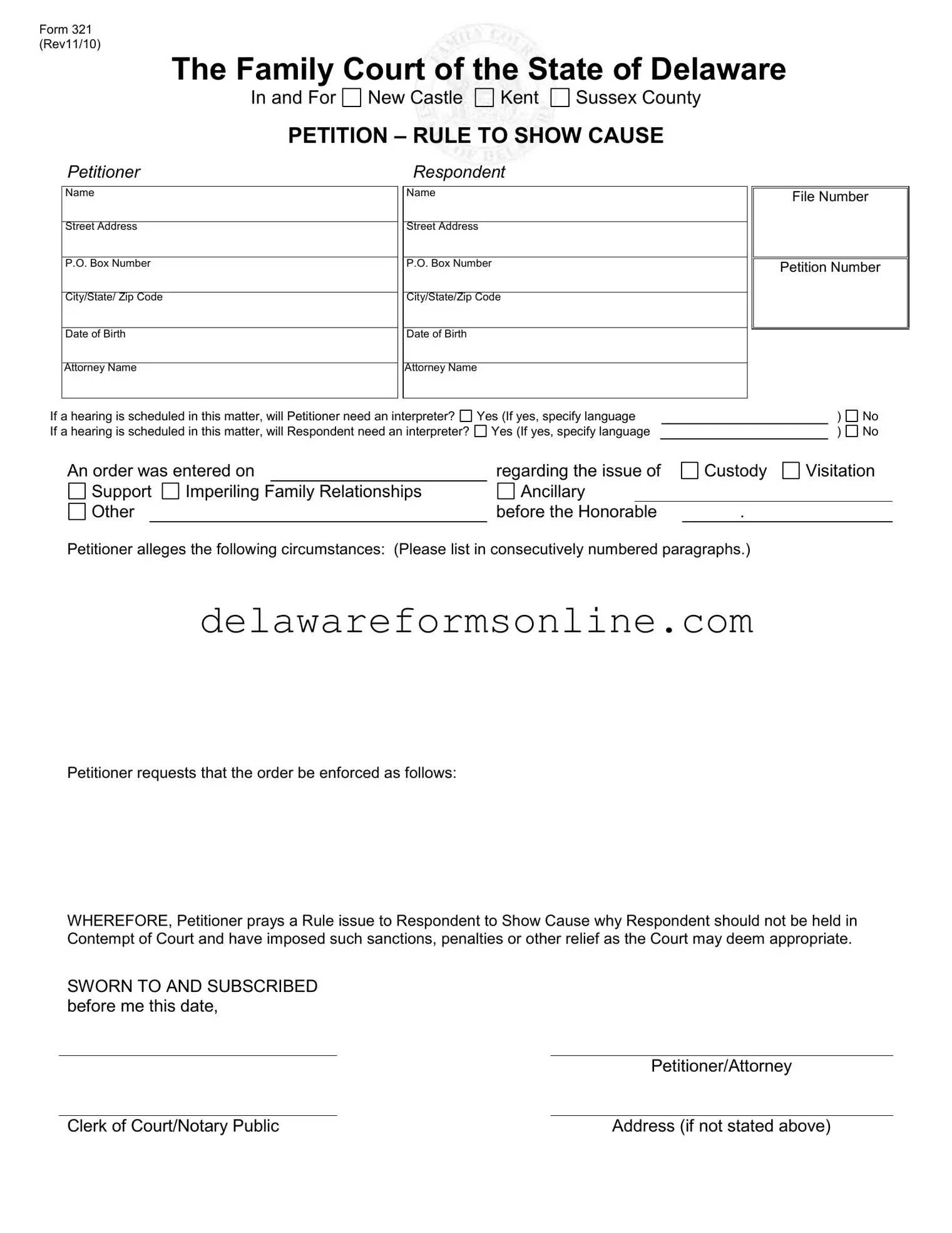 Official Delaware 321 Form in PDF