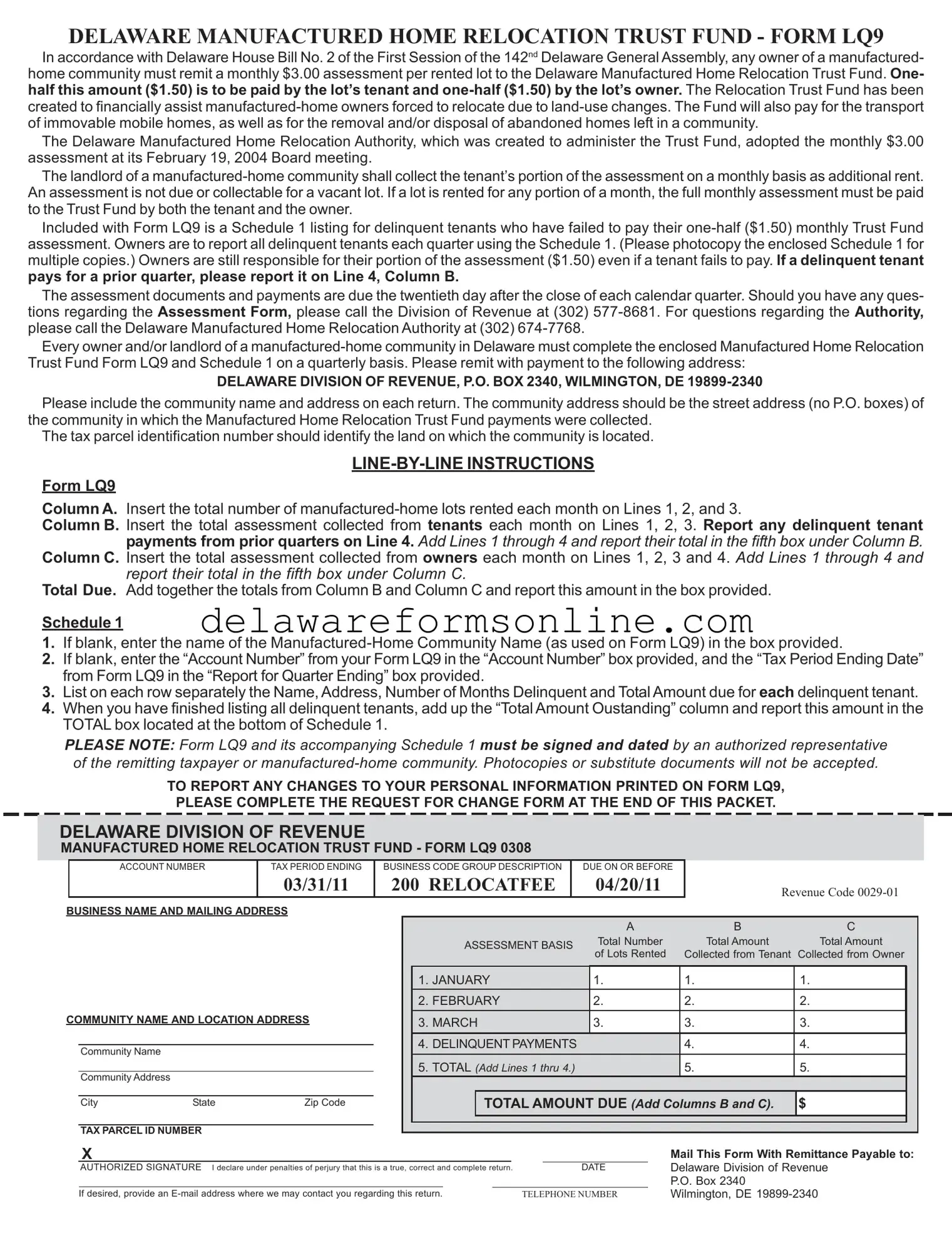 Official Delaware Lq9 Form in PDF