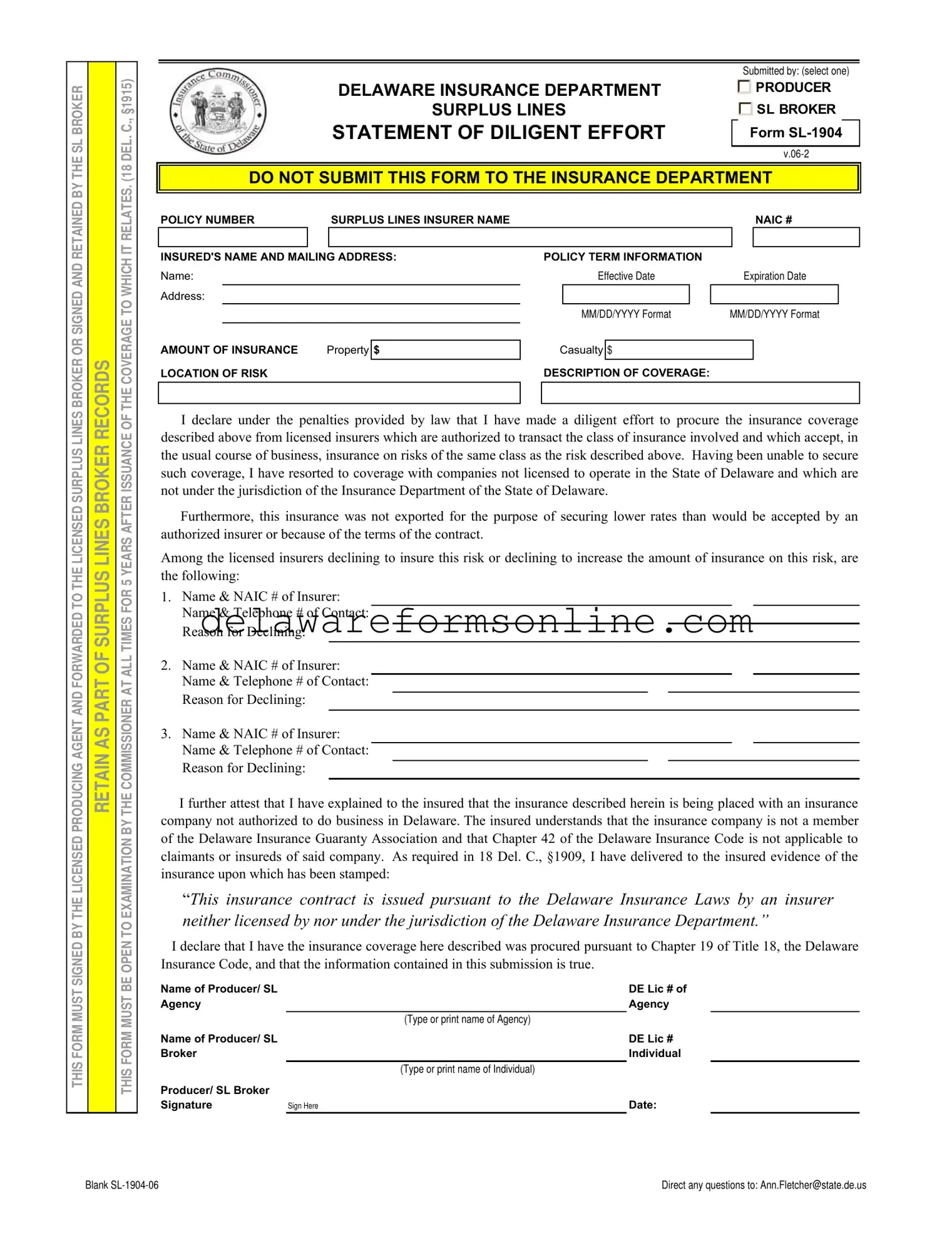 Official Delaware Sl Form in PDF