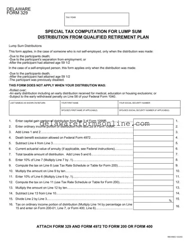 Official Delaware 329 Form in PDF