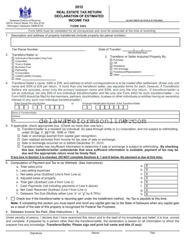 Official Delaware 5403 Form in PDF