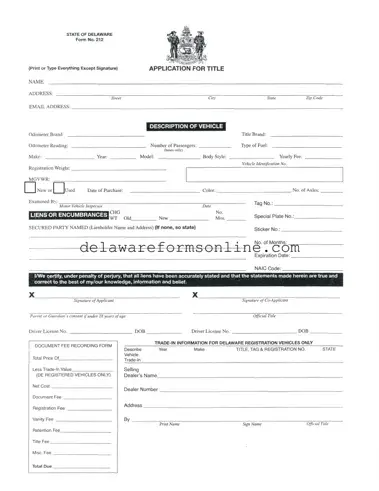 Official Delaware No 212 Form in PDF