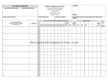 Official Delaware Payroll Report Form in PDF
