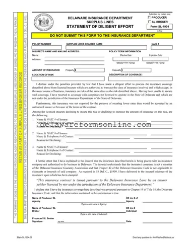 Official Delaware Sl Form in PDF